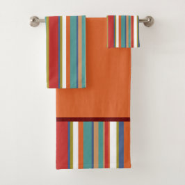 数々の色のストライプ模様 バスタオルセット
