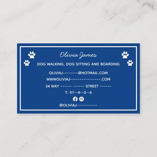 数々の色のストライプ歩く犬ペットケア動物 名刺 (裏面)