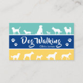 数々の色のストライプ歩く犬ペットケア動物 名刺 (正面)
