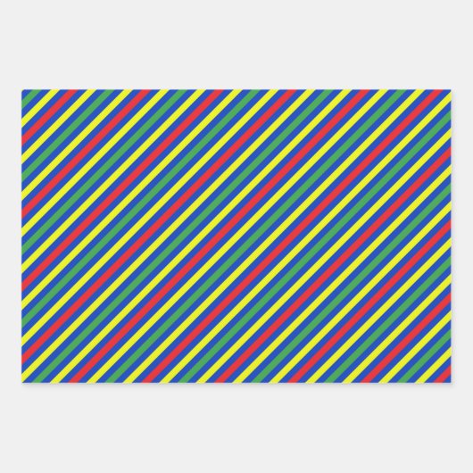 数々の色のデザインストライプ完璧なクリスマスプレゼント ラッピングペーパーシート (正面3)