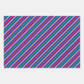 数々の色のデザインストライプ完璧なクリスマスプレゼント ラッピングペーパーシート (正面2)