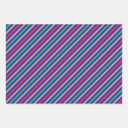 数々の色のデザインストライプ完璧なクリスマスプレゼント ラッピングペーパーシート (正面2)