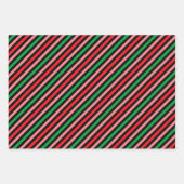 数々の色のデザインストライプ完璧なクリスマスプレゼント ラッピングペーパーシート (正面)