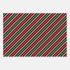 数々の色のデザインストライプ完璧なクリスマスプレゼント ラッピングペーパーシート
