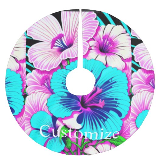 数々の色のハイビスカスフラワーズサンダー_コーブ ブラッシュドポリエステルツリースカート (正面)