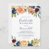 数々の色のフローラエレガントバチェロレッテ週末 招待状 (正面)
