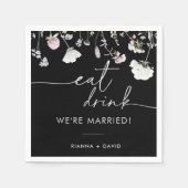 数々の色のボホ食べドック私たちは結婚したの結婚もの スタンダードカクテルナプキン (正面)