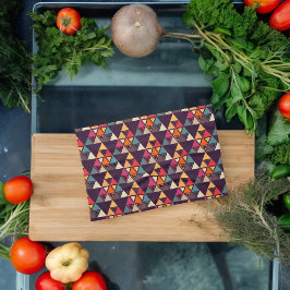 数々の色の三角形 キッチンタオル