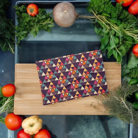 数々の色の三角形 キッチンタオル