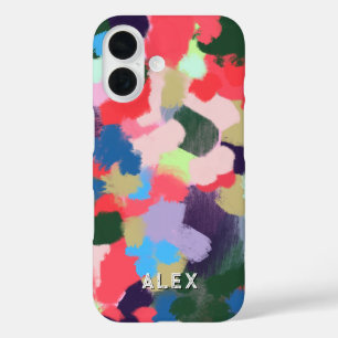 数々の色の名モダンパーソナライズされた前（青） iPhone 16ケース