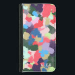 数々の色の名モダンパーソナライズされた前（青） GALAXY S5 ウォレットケース<br><div class="desc">オリジナルデジタ絵を描ルアクリルのブルーモダンス、グリーン、ピンクと紫の明るいカラフルデザイン。おパーソナライズされた好みの名前か文字で</div>