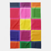数々の色の四角とストライプガーリー キッチンタオル (縦)
