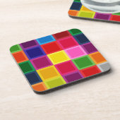 数々の色の四角とストライプガーリー コースター (左側)