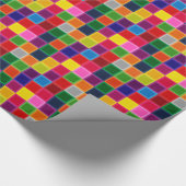 数々の色の四角とストライプガーリー ラッピングペーパー (角)