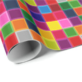 数々の色の四角とストライプガーリー ラッピングペーパー (ロールコーナー)