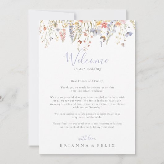 数々の色の山花の結婚歓迎レター (正面)