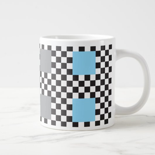 数々の色の市松模様に模様と大正方形 ジャンボコーヒーマグカップ (右)