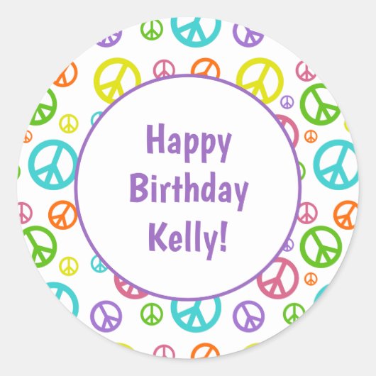 数々の色の平和サイン ラウンドシール (正面)
