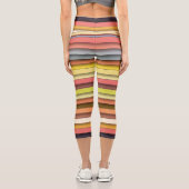 数々の色の幾何シンプルストリップデザイン カプリレギンス (裏面)