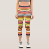 数々の色の幾何シンプルストリップデザイン カプリレギンス (正面)