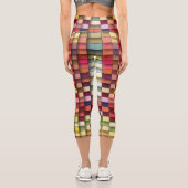 数々の色の幾何シンプルストリップデザイン カプリレギンス (裏面)