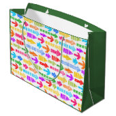 数々の色の幾何モダン矢印パターンモノグラム ラージペーパーバッグ (裏面アングル)