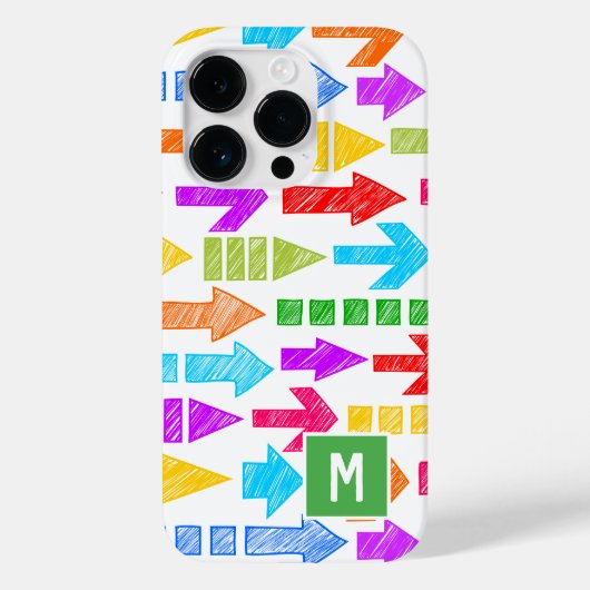 数々の色の幾何モダン矢印パターンモノグラム Case-Mate iPhoneケース (裏面)