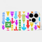 数々の色の幾何モダン矢印パターンモノグラム Case-Mate iPhoneケース (裏面 (横))