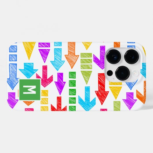 数々の色の幾何モダン矢印パターンモノグラム Case-Mate iPhoneケース (裏面 (横))