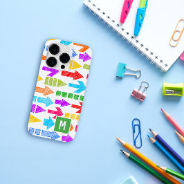 数々の色の幾何モダン矢印パターンモノグラム Case-Mate iPhone 14 PROケース