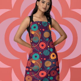 数々の色の幾何形状パターン エプロン