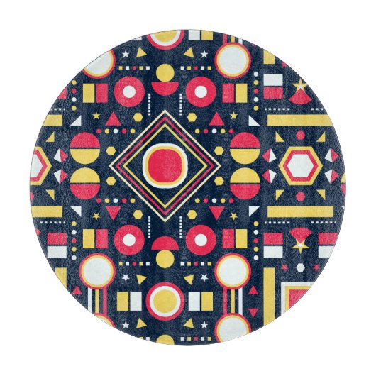 数々の色の幾何形状パターン カッティングボード (正面)