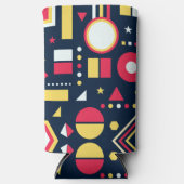 数々の色の幾何形状パターン スリム缶クーラー (正面)