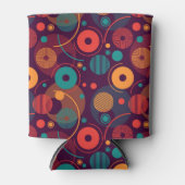 数々の色の幾何形状パターン 缶クーラー (正面)