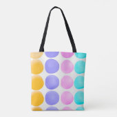 数々の色の手絵を描水色ドット トートバッグ (裏面)