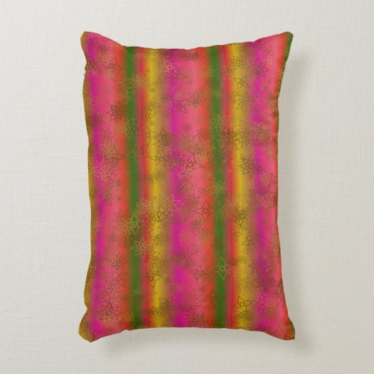 数々の色の枕ストライプとフェイク金ゴールド アクセントクッション (正面(垂直))
