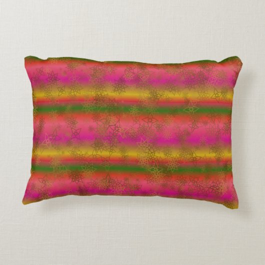 数々の色の枕ストライプとフェイク金ゴールド アクセントクッション (裏面)