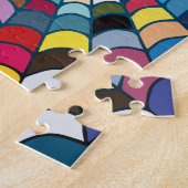 数々の色の歪んだ蜘蛛の網パターン ジグソーパズル (側面)