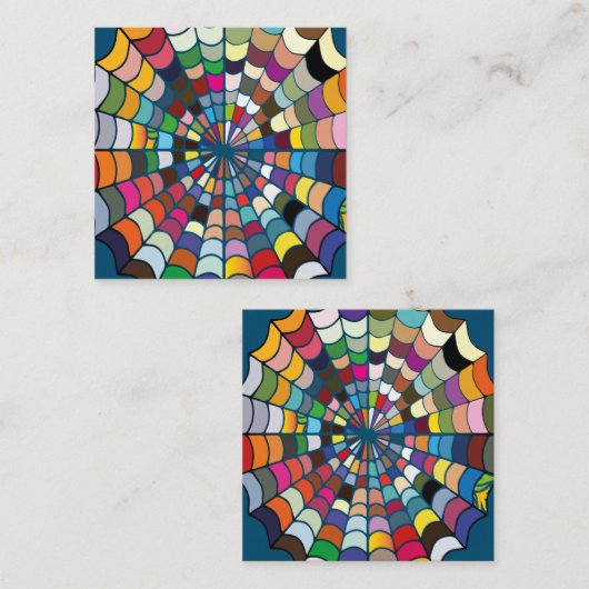 数々の色の歪んだ蜘蛛の網パターン スクエア名刺 (正面/裏面)