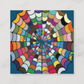 数々の色の歪んだ蜘蛛の網パターン スクエア名刺 (裏面)