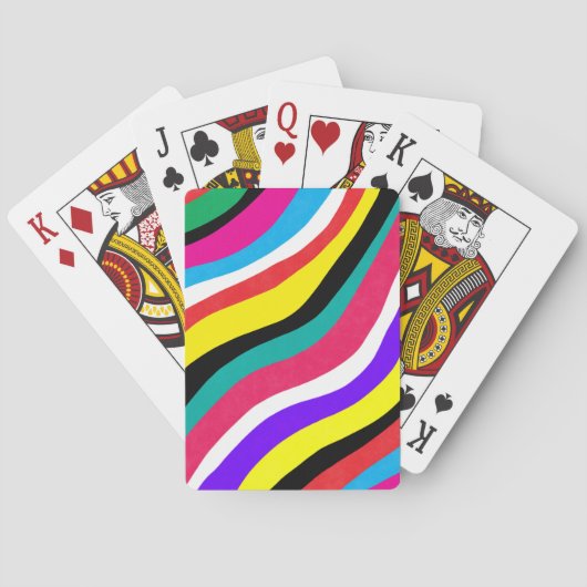 数々の色の波サイケデリック状ストライプ トランプ (裏面)