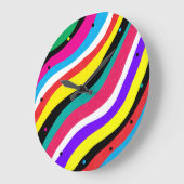 数々の色の波サイケデリック状ストライプ ラージ壁時計 (傾斜)