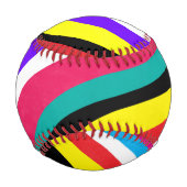 数々の色の波サイケデリック状ストライプ 野球ボール (裏面)