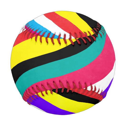 数々の色の波サイケデリック状ストライプ 野球ボール (正面)