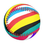 数々の色の波サイケデリック状ストライプ 野球ボール (正面左)