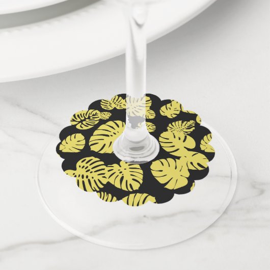 数々の色の熱帯葉7 ワイングラスタグ (クローズアップ)