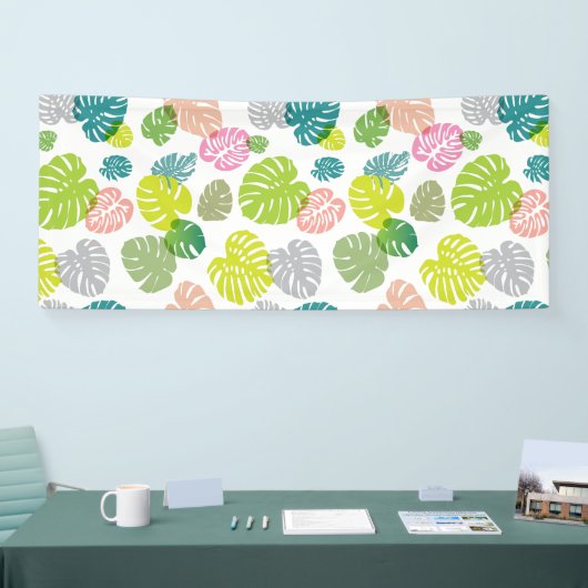 数々の色の熱帯葉 横断幕 (トレードショー)