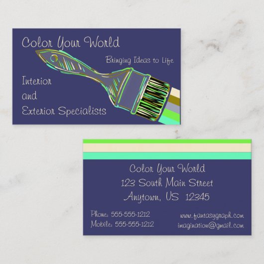 数々の色の絵を描ブラシと絵を描 名刺 (正面/裏面)