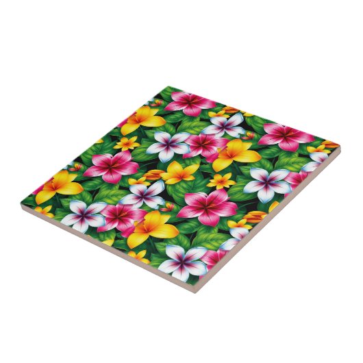 数々の色の花と離れPattern-57577 タイル (側面)