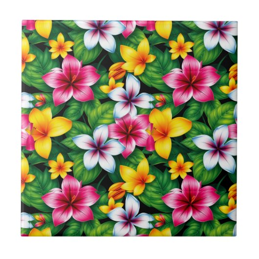 数々の色の花と離れPattern-57577 タイル (正面)